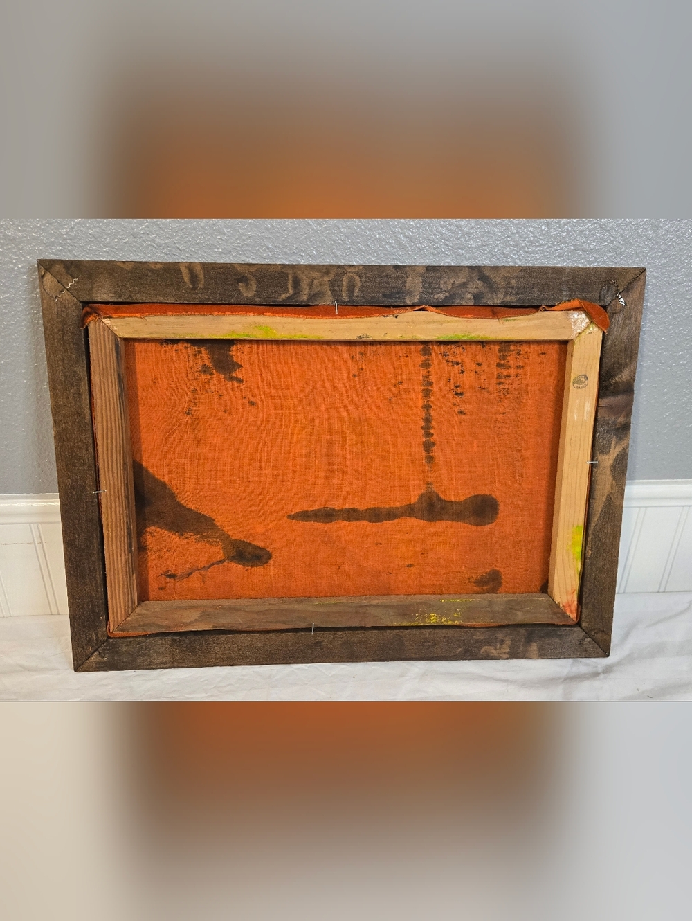 Vintage Velvet Ship & Volcano Oil Paintings - Set Of 2 - Picture 5 of 5